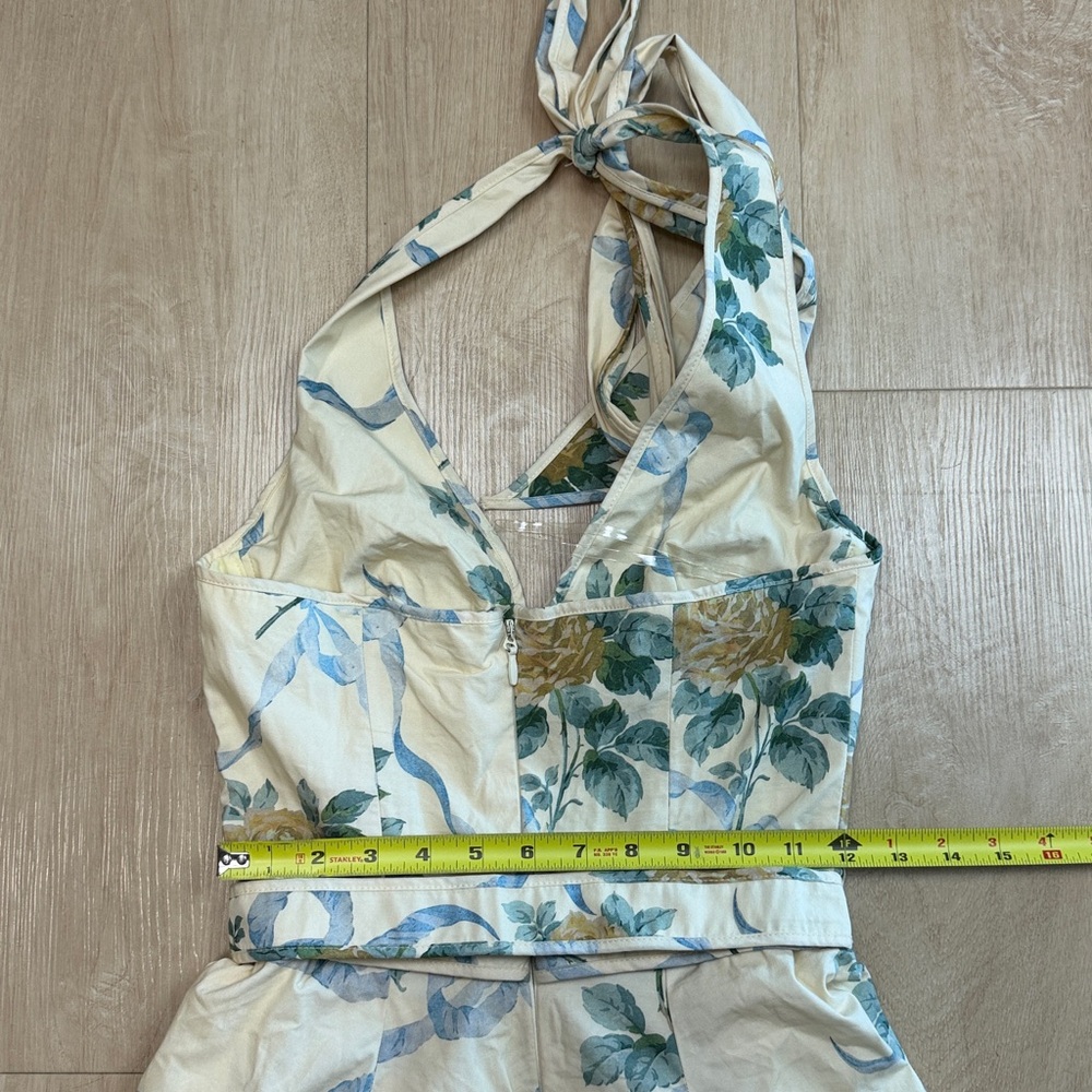 House of CB Allena lemon ribbon stretch cotton halter midi sundress - Picture 9 of 10